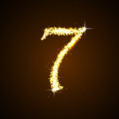 Altın ışıltılı yıldız yedi sayısı