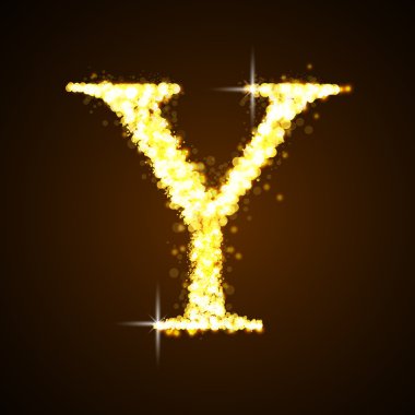 Alfabe Y altın Parıltılı yıldız