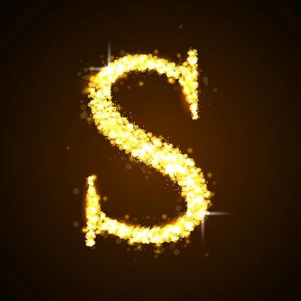 Alphabets S золотих блискучих зірок — стоковий вектор