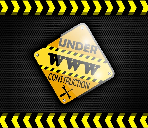 Under construction sign on background black. — Stock Vector