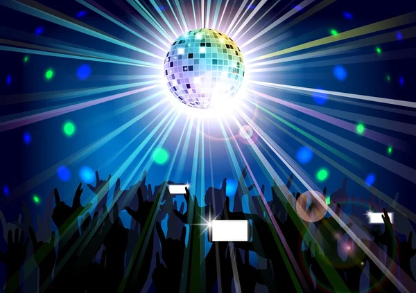 Disco ball of silhouettes background people — Stock Vector