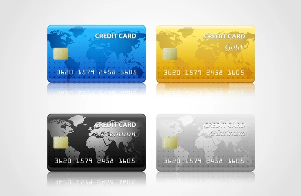 Collection of credit cards isolated on white — Stock Vector