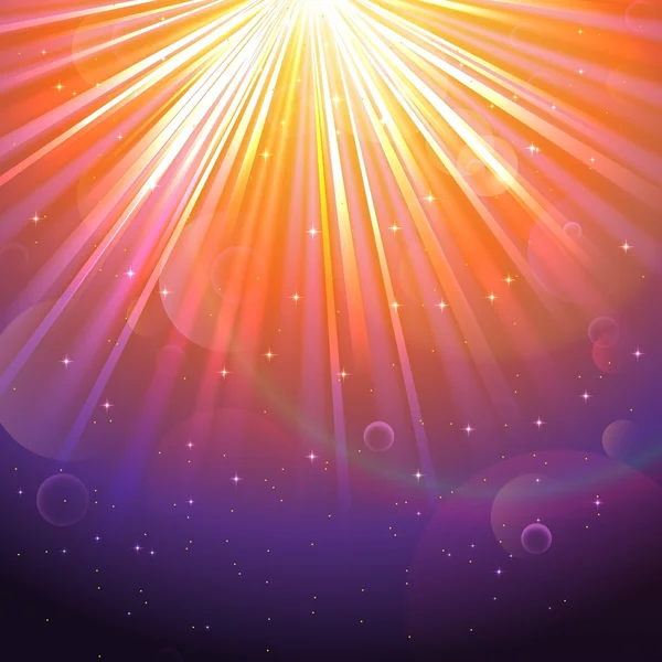 Blurred underwater background with rays of light colourful and air bubbles — Stock Vector