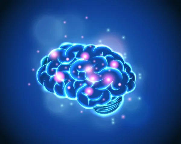 파란색 배경의 두뇌 개념 — 스톡 벡터