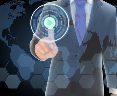 Görsel dokunmatik ekran bir işadamı