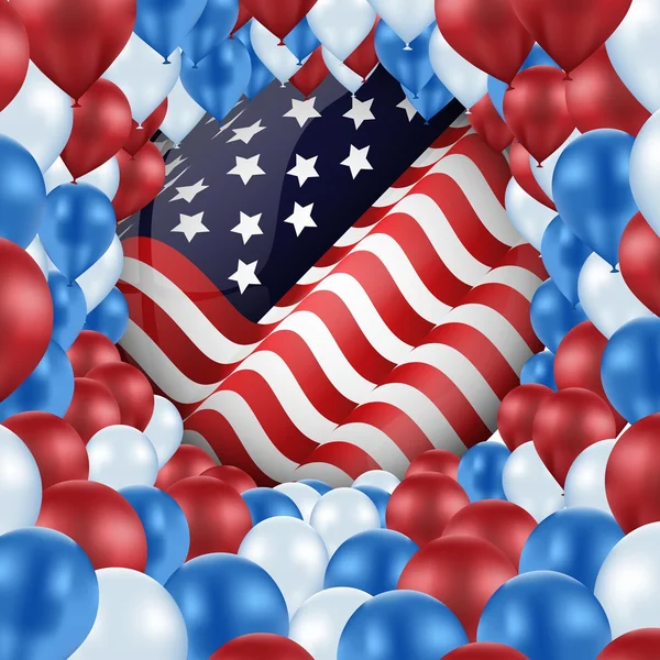 Stati Uniti con palloncini di design — Vettoriale Stock