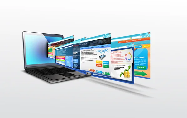 Şablon Web sitesi çizimi ile dizüstü bilgisayar