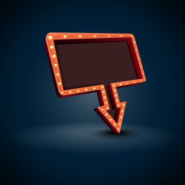 Metin mavi arka plan yeri olan Retro ok