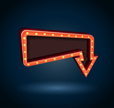 Metin mavi arka plan yeri olan Retro ok