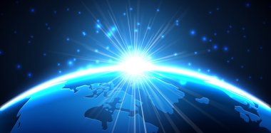 Planet Earth gece uzaydan ışık