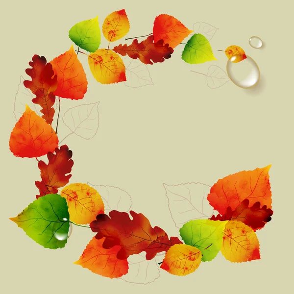 Outono fundo floral abstrato - círculo de folhas coloridas —  Vetores de Stock