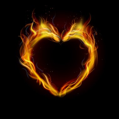 Siyah arka plan ile ateş aşk çemberi sembolü