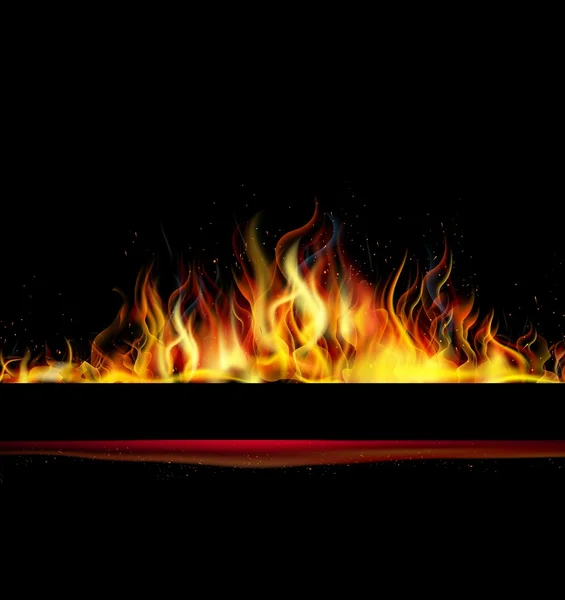 Oheň plamen na černém pozadí — Stockový vektor