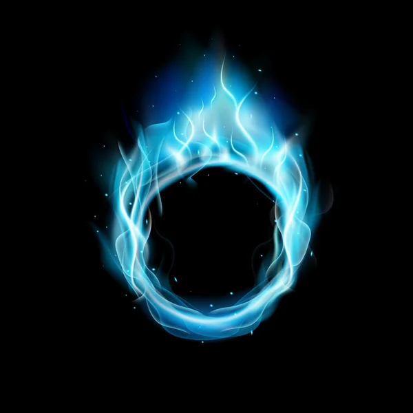 Modrý kruh ohně s černým pozadím — Stockový vektor