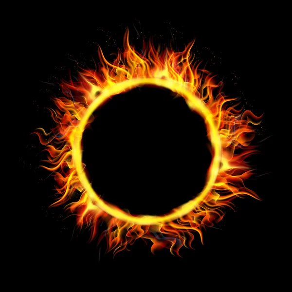Огненный круг на черном фоне — стоковый вектор
