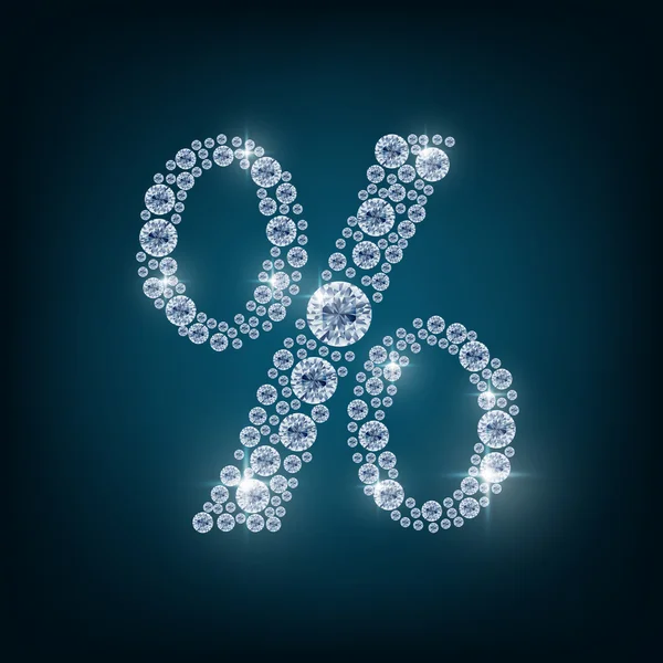 Simbolo per cento con concetti di diamante — Vettoriale Stock