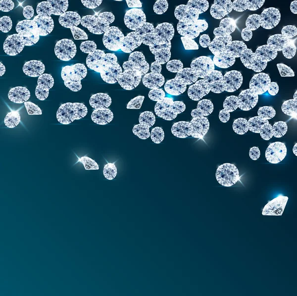 Diamanten fallen auf blauem Hintergrund — Stockvektor