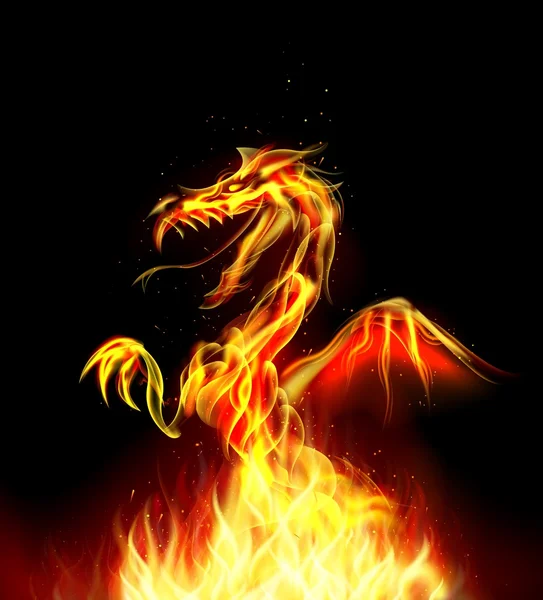 Dragón fuego en el fondo — Vector de stock