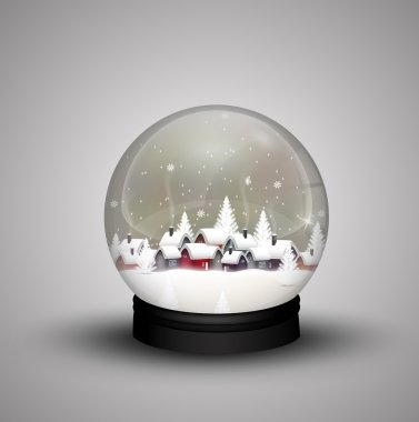 Cam kubbe kışın Ahşap evin üstünde Noel