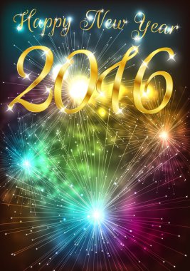 Mutlu yeni yıl 2016 renkli havai fişek ile