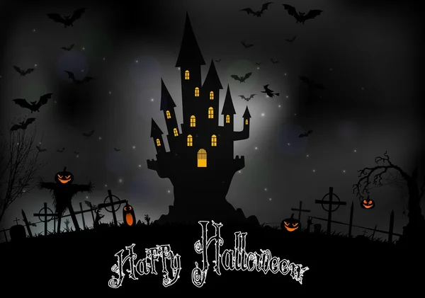 Fondo de Halloween con casa de miedo — Vector de stock