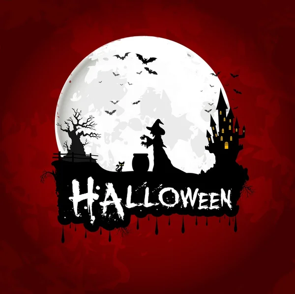 Halloween háttér poszter a telihold — Stock Vector