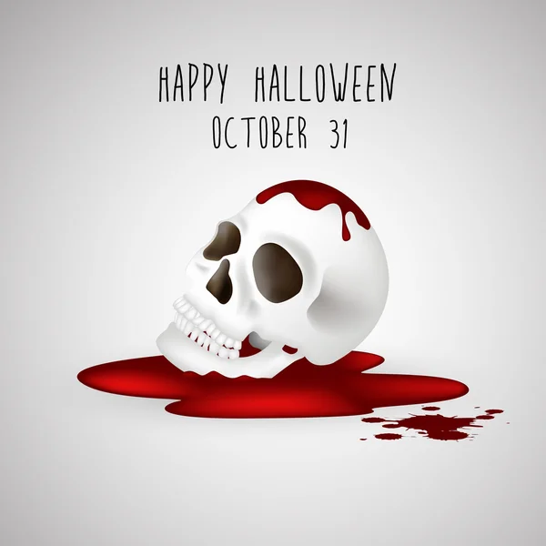 Halloween background Human skull on blood — Stock Vector