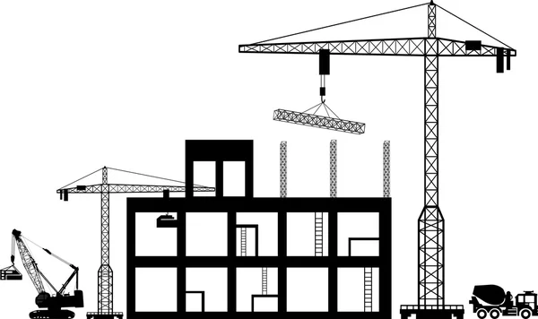 Schwarzer Hintergrund Bausymbole auf grau gesetzt — Stockvektor