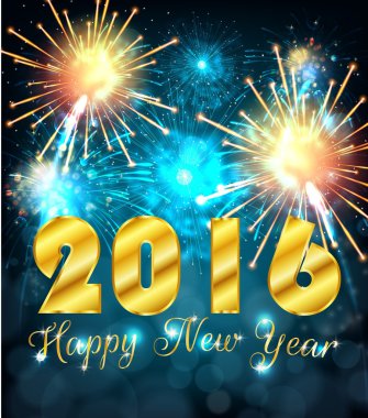 Mutlu yeni yıl 2016 renkli havai fişek ile