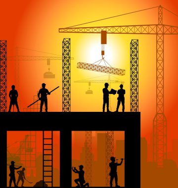 İnşaat işçisi siluet çalışma arka plan