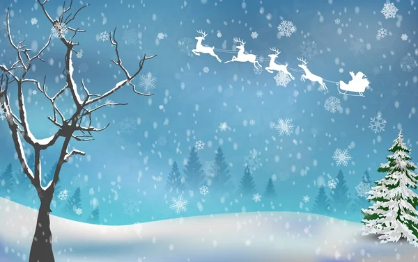 Χριστουγεννιάτικο δέντρο φθινόπωρο σε φόντο χειμώνα — Διανυσματικό Αρχείο