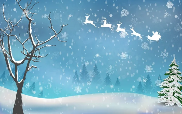 Χριστουγεννιάτικο δέντρο φθινόπωρο σε φόντο χειμώνα — Διανυσματικό Αρχείο