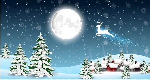 Boldog karácsonyi háttér a szarvas ugrás — Stock Vector