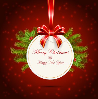 Noel top ve kırmızı zemin üzerine ağacı