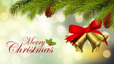 Neşeli Noel arka plan çan ve bulanık ışıklar ile