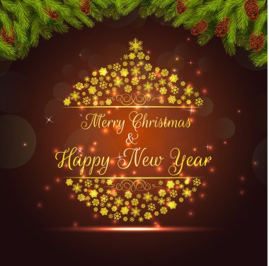 Mutlu Noeller ve mutlu yeni yıl arka plan afiş ve Noel ağacı