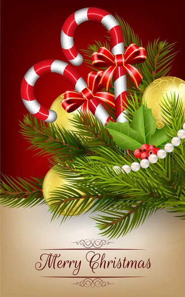 圣诞快乐和球、 树糖果 — 图库矢量图片