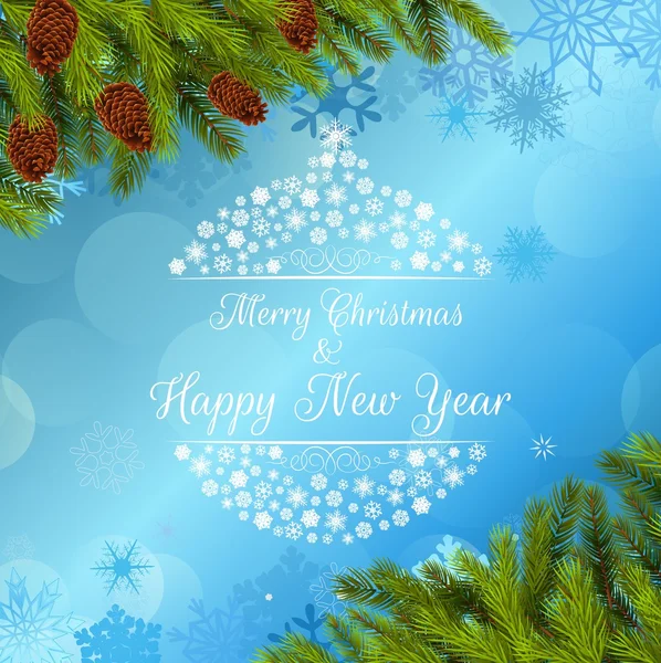 Feliz Navidad y feliz año nuevo banner de fondo y árbol de Navidad — Vector de stock