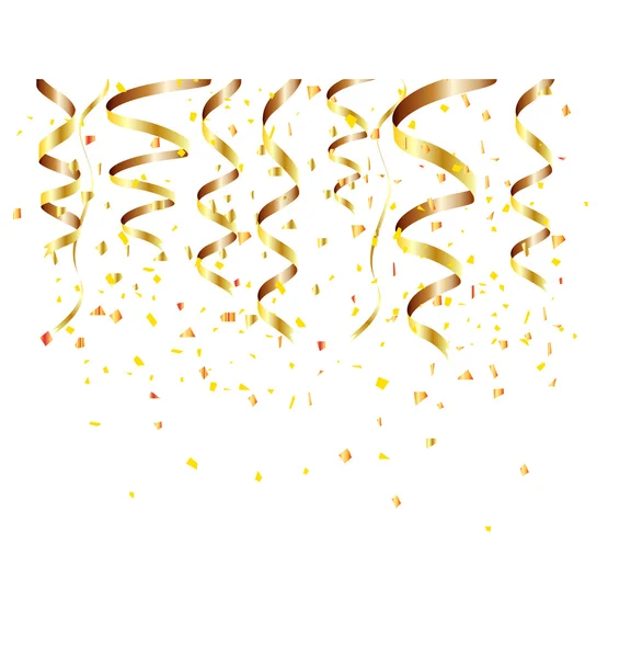 Happy new year background with golden confetti - Stok Vektor
