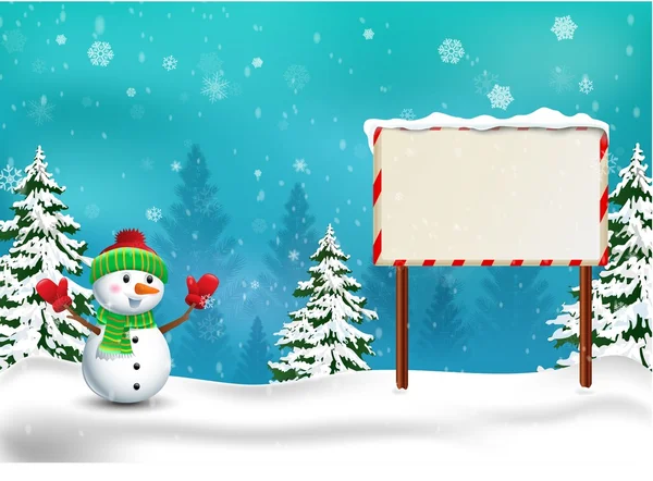 Χαρούμενος χιονάνθρωπος Χριστούγεννα φόντο — Διανυσματικό Αρχείο