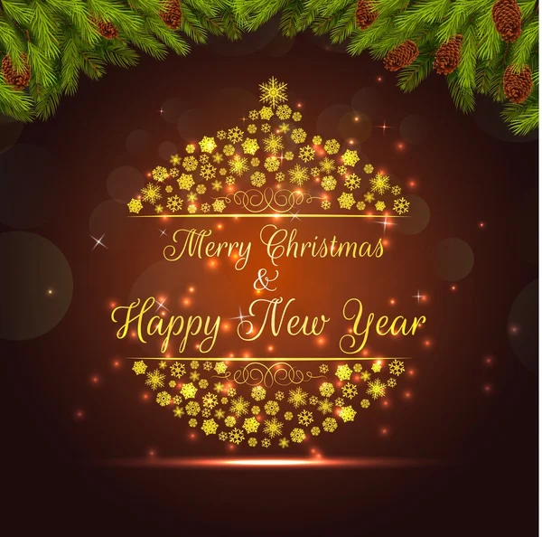 Feliz Navidad y feliz año nuevo banner de fondo y árbol de Navidad — Vector de stock