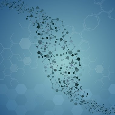 Moleküler illüstrasyon mavi zemin üzerine