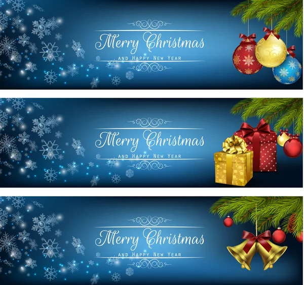 Ayarla Kış Noel hediye kutuları, toplar ve çan ile afiş