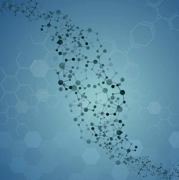 Illustrazione molecolare su sfondo blu — Vettoriale Stock