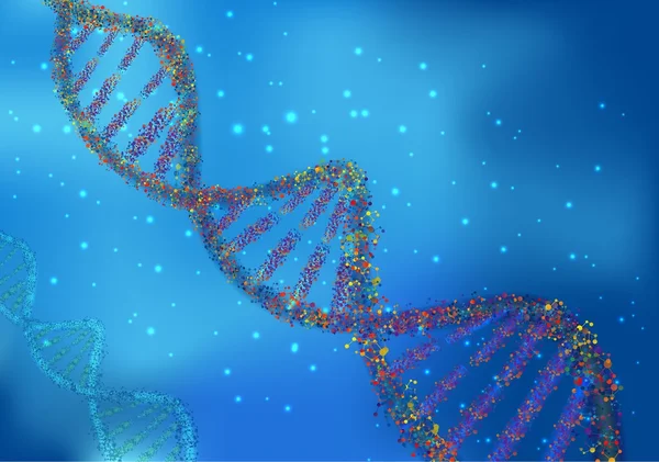 Molticolore molecole di DNA su sfondo scientifico — Vettoriale Stock