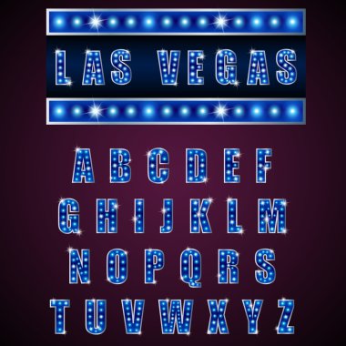 Alfabe lamba mavi zemin üzerine mavi ışık neon