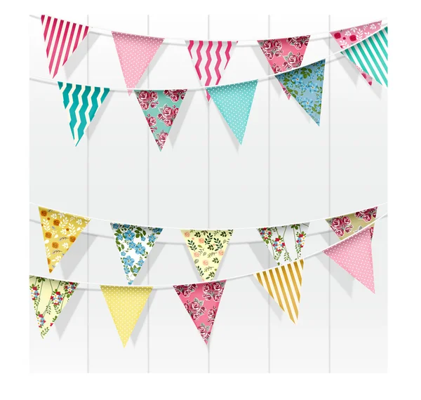 Bunting flags decoration on isolated background — Stock Vector