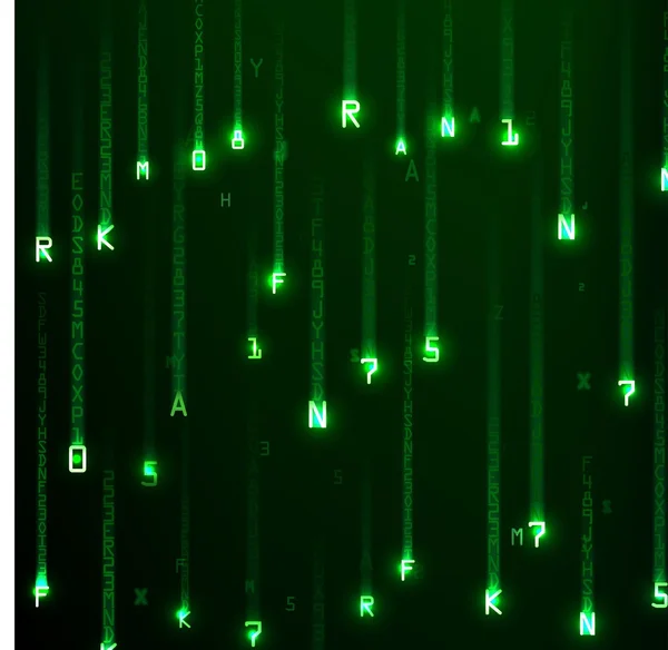 Tecnología de fondo binario. Binario sobre fondo verde — Archivo Imágenes Vectoriales