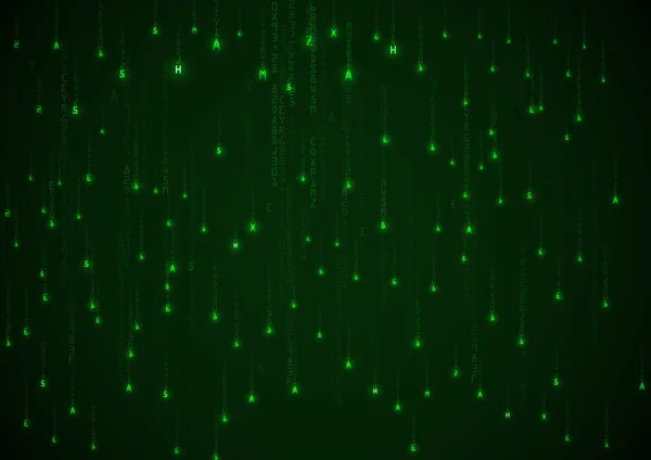 技術バイナリの背景。緑の背景のバイナリ — ストックベクタ