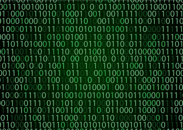 Tecnologia background binario. Binario su sfondo verde — Vettoriale Stock